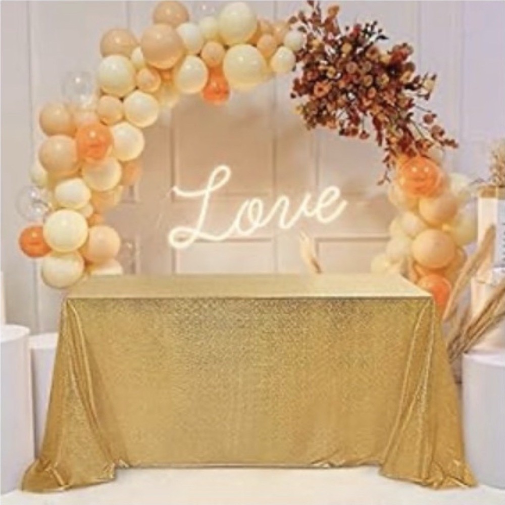 Fitable Party Sequin Tablecloth 60x84in Sparkle Glitter Rectangle Overlay Gold
